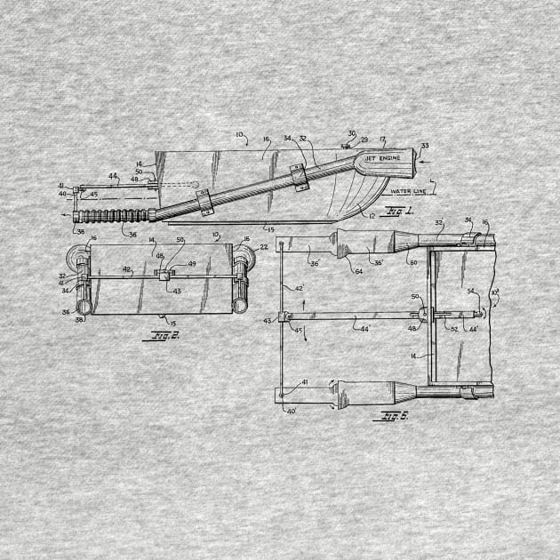 Jet Propelled Boat Vintage Patent Hand Drawing by TheYoungDesigns